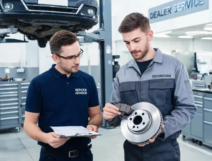 Dealer service department brake check